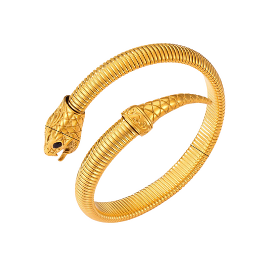 18K gold trendy personality snake-shaped diamond-studded light luxury style bracelet