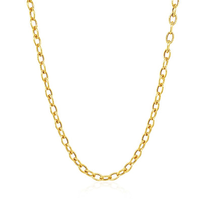 14k Yellow Gold Pendant Chain with Textured Links (3.30 mm)