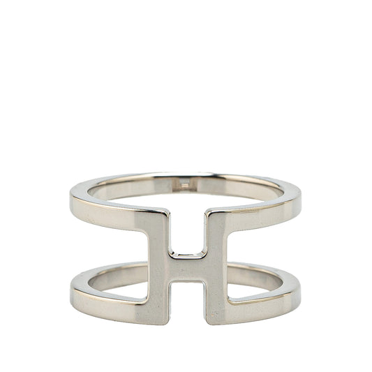 Hermès Palladium Plated H En Rond Scarf Ring