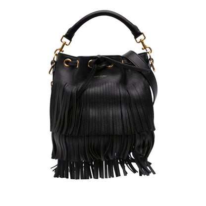 Saint Laurent Small Calfskin Emmanuelle Fringe Bucket Bag