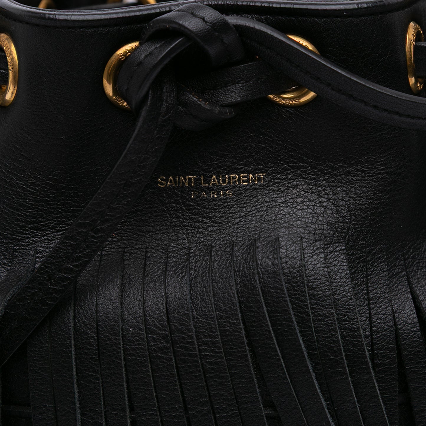Saint Laurent Small Calfskin Emmanuelle Fringe Bucket Bag
