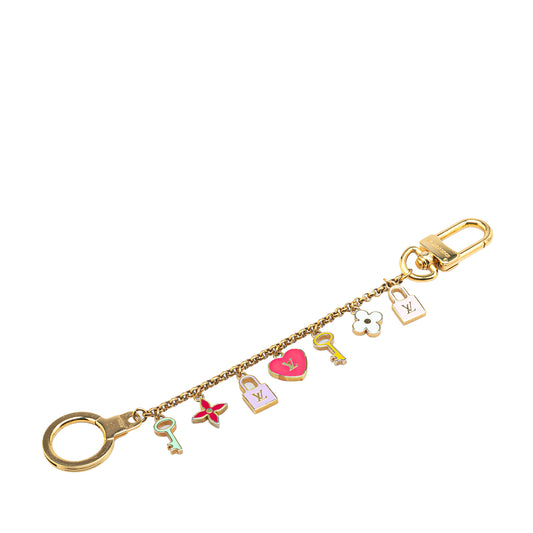 Louis Vuitton Gold Plated Monogram Pretty Charms Key Chain Holder and Bag Charm