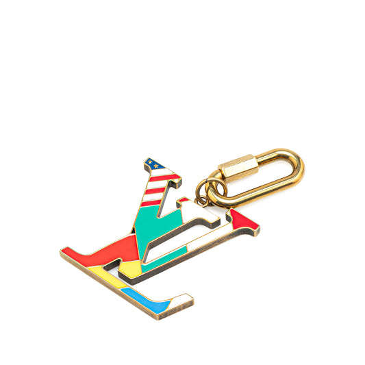 Louis Vuitton Gold Plated LV Flag Key Ring and Bag Charm