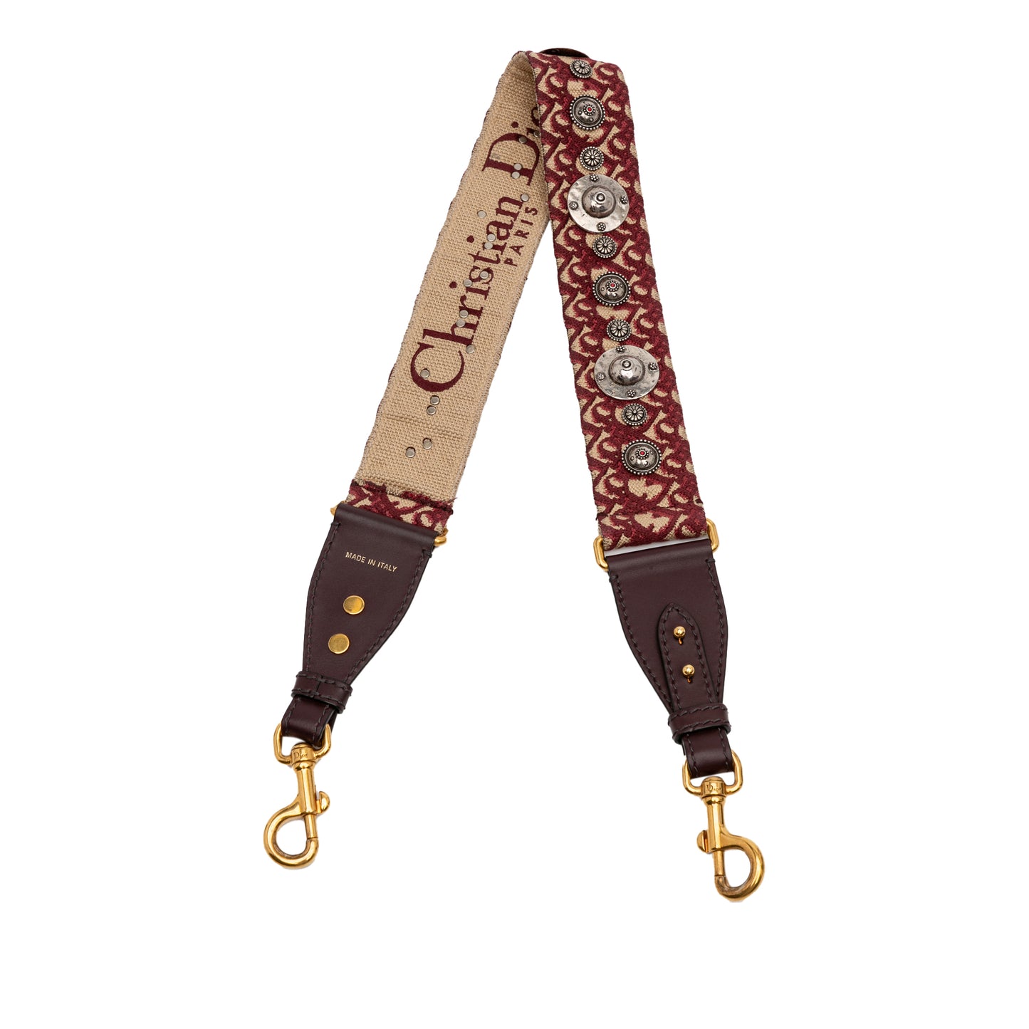 Dior Studded Oblique Canvas Bag Strap