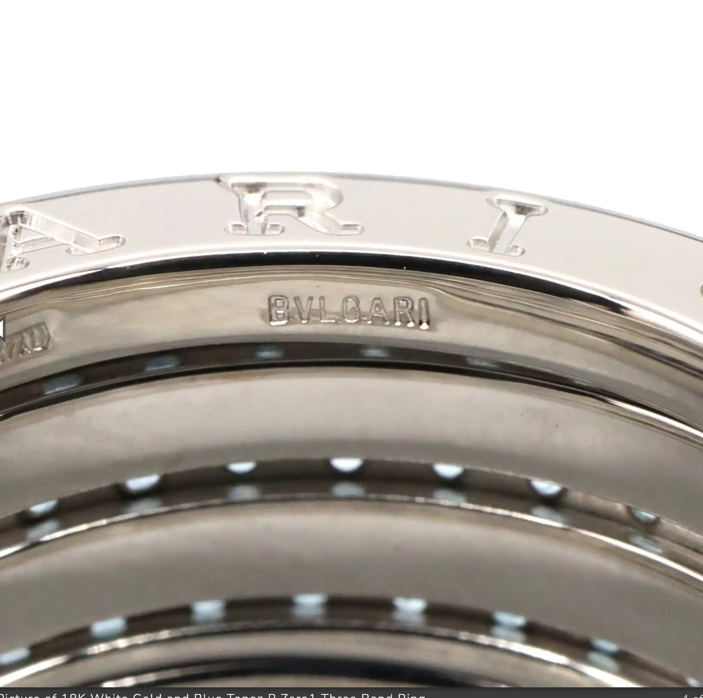 Bvlgari 18K White Gold and Blue Topaz B.Zero1 Three Band Ring