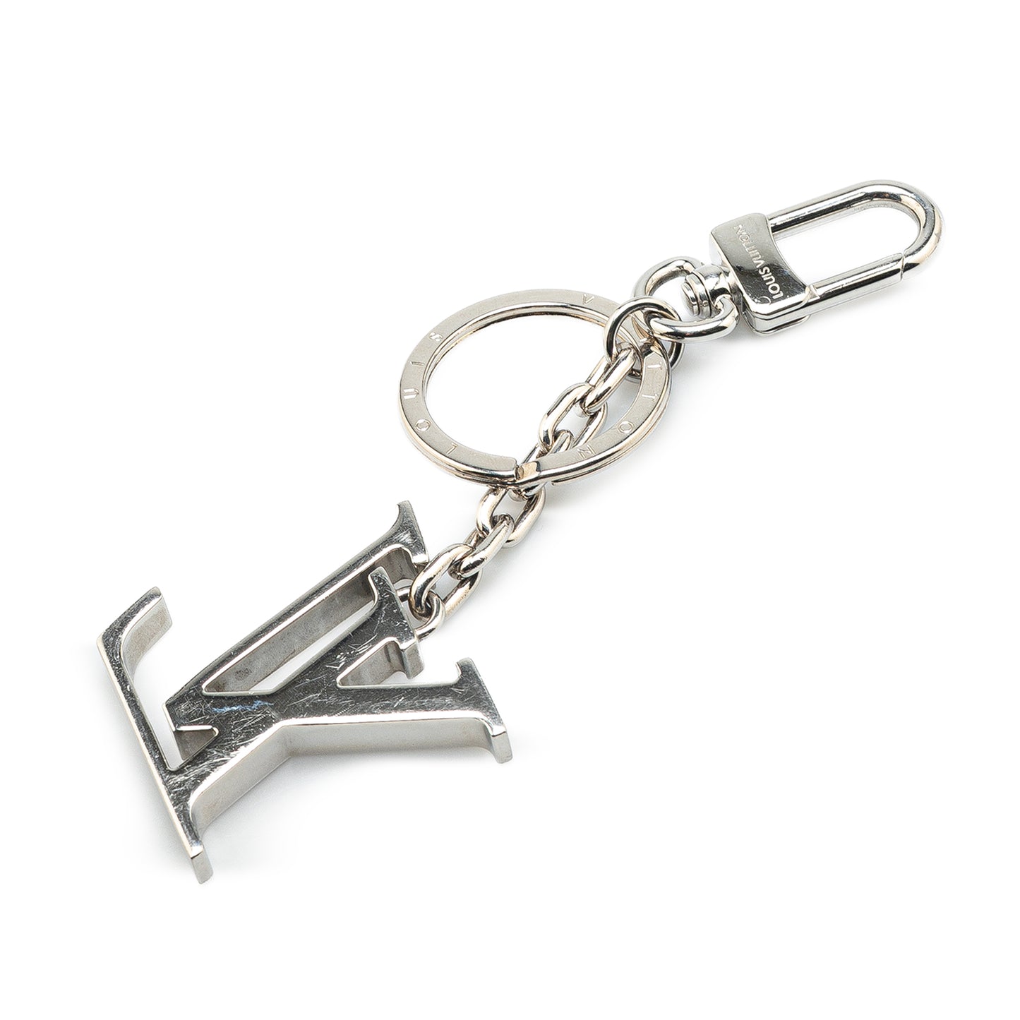 Louis Vuitton Stainless Steel LV Initials Key Holder And Bag Charm