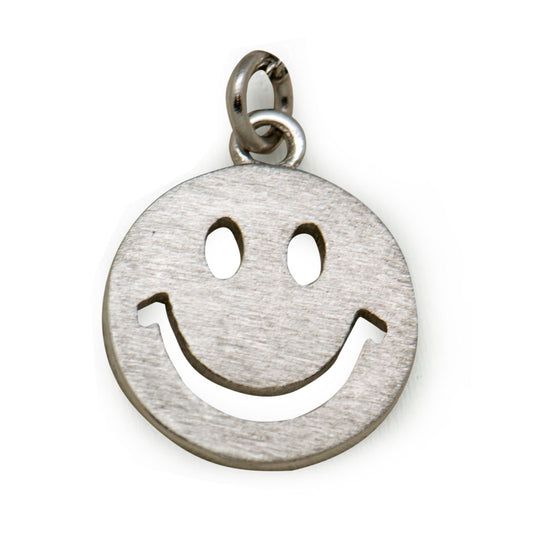 Fashion Happy Smile Face Emoji Solid 925 Sterling Silver Necklace