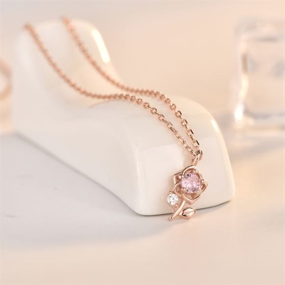 Beautiful CZ Flower 925 Sterling Silver Necklace