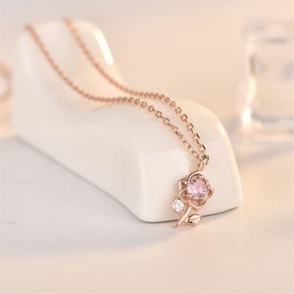Beautiful CZ Flower 925 Sterling Silver Necklace