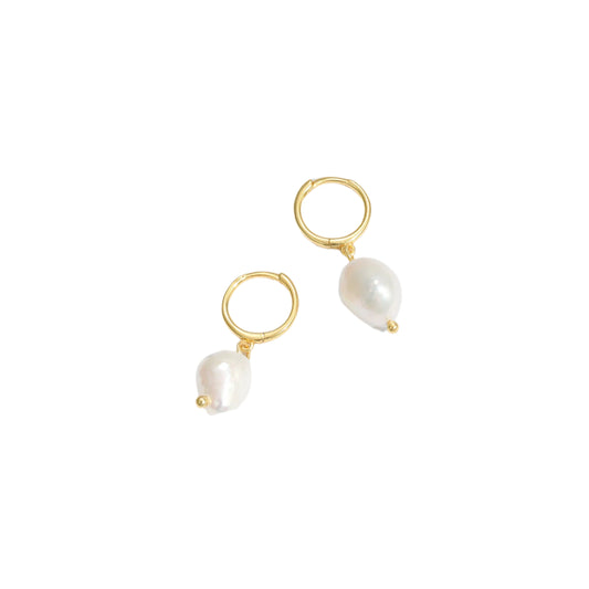 Casual Baroque Irregular Natural Pearl 925 Sterling Silver Dangling Earrings
