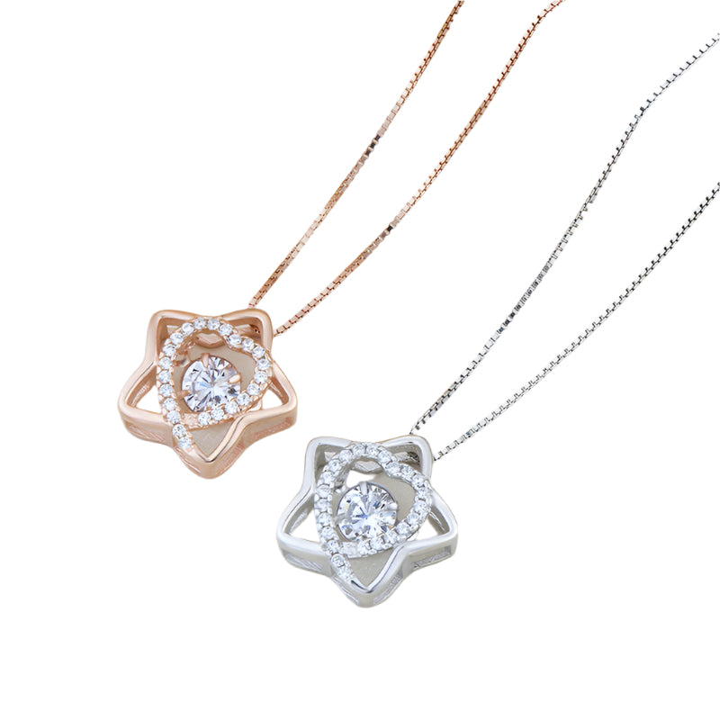 Fashion Star Heart CZ 925 Sterling Silver Pendant