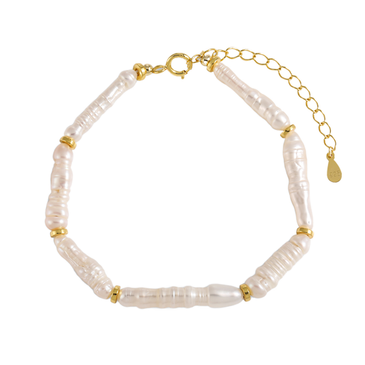 Women Fashion Jewelry Sophisticated 925 Sterling Silver Elegant Natural Long Stick Pearls Bracelet