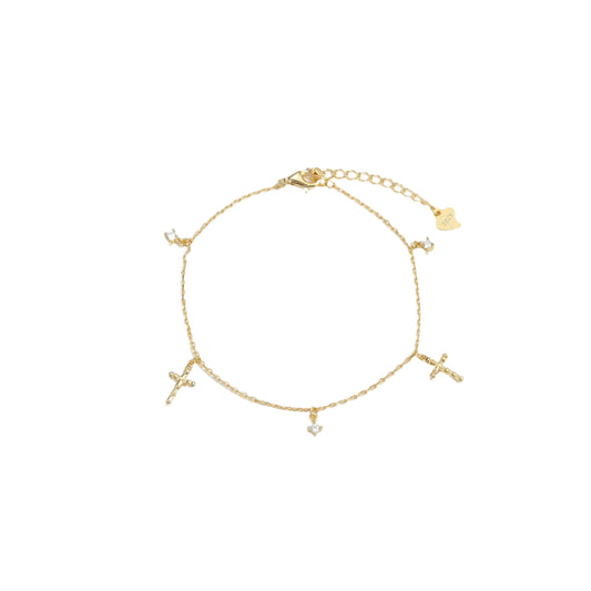 Sweet Cross CZ 925 Sterling Silver Adjustable Bracelet