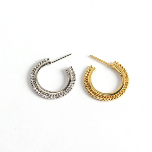 Minimalism Beads Circle 925 Sterling Silver Hoop Earrings