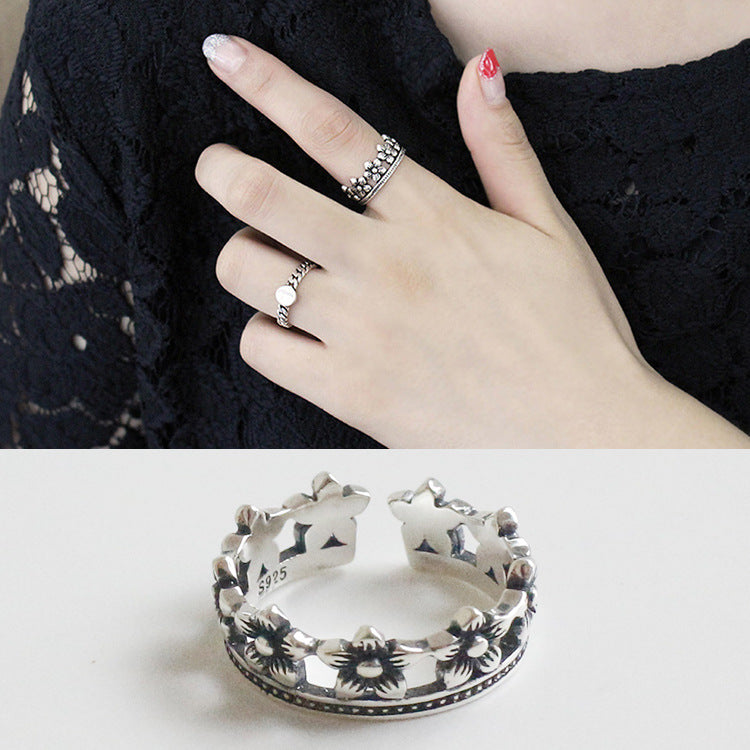 Plum Blossom Adjustable 925 Sterling Silver Ring