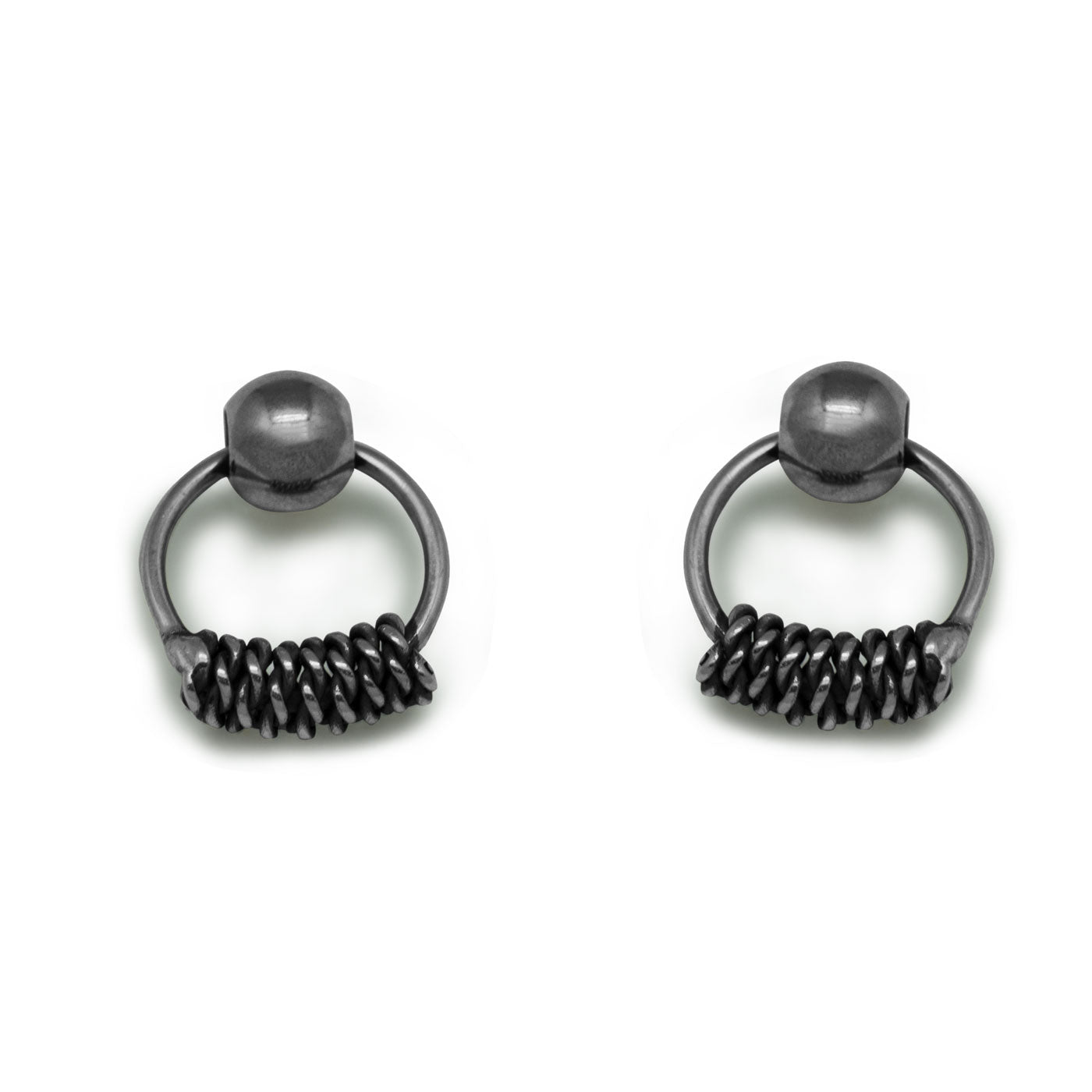 Vintage Circle Twist 925 Sterling Silver Studs Earrings