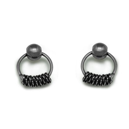 Vintage Circle Twist 925 Sterling Silver Studs Earrings