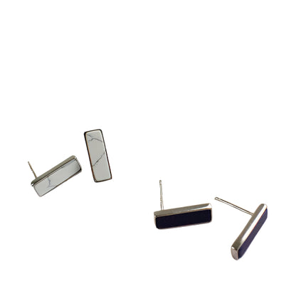 Blue White Created Turquoise 925 Sterling Silver Studs Earrings