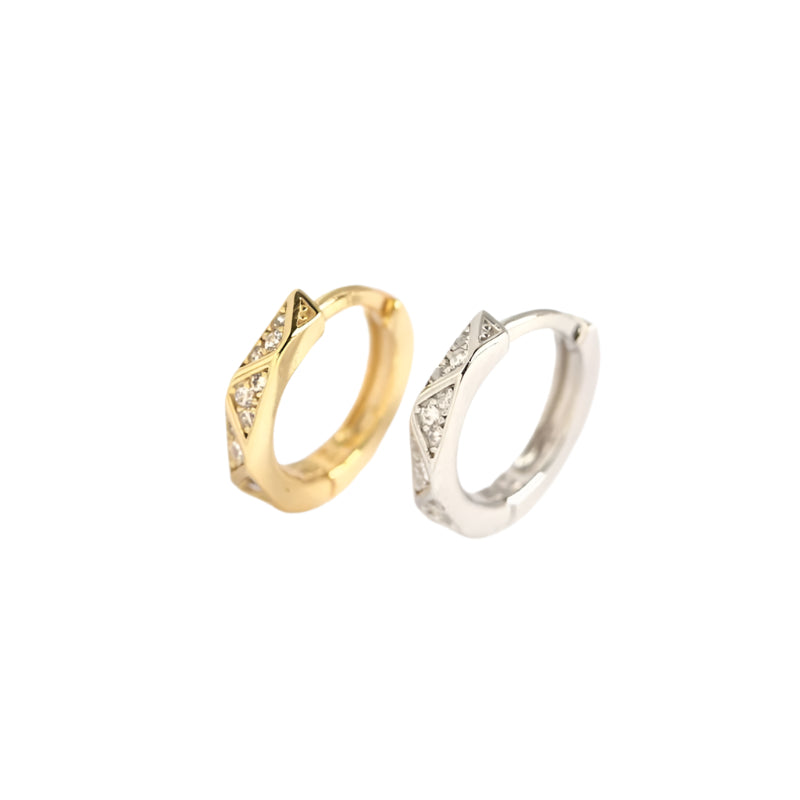 CZ Geometry Wave 925 Sterling Silver Hoop Earrings