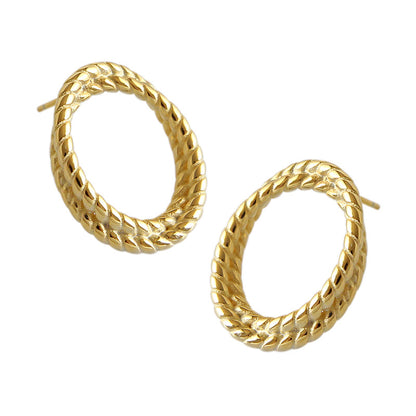 Party Simple Twisted Circles 925 Sterling Silver Studs Earrings
