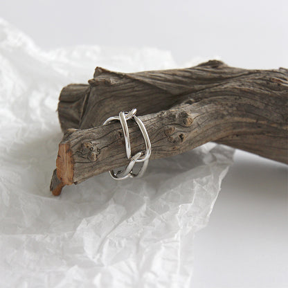 Geometric Hollow Rectangle Chain 925 Sterling Silver Ring