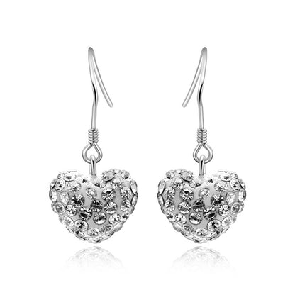Trendy Elegant Heart Romantic Love White 925 Sterling Silver Hook Earrings Women