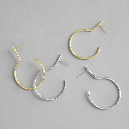 Simple Geometric Semicircle 925 Sterling Silver Dangling Earrings