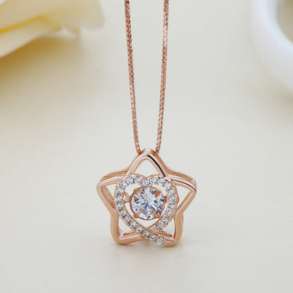 Fashion Star Heart CZ 925 Sterling Silver Pendant