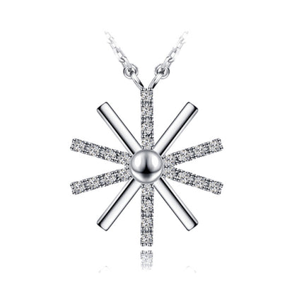 Simple Sun Flower White/Rose Micro Setting 925 Sterling Silver Lucky Necklace