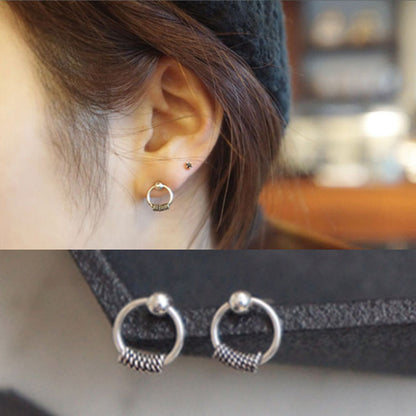 Vintage Circle Twist 925 Sterling Silver Studs Earrings