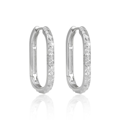 Fashion Irregular Painted U Shape 925 Sterling Silver Hoop Earrings