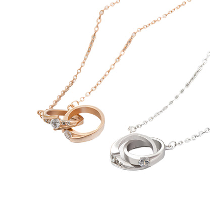 Fashion Double Love Knot CZ 925 Sterling Silver Necklace
