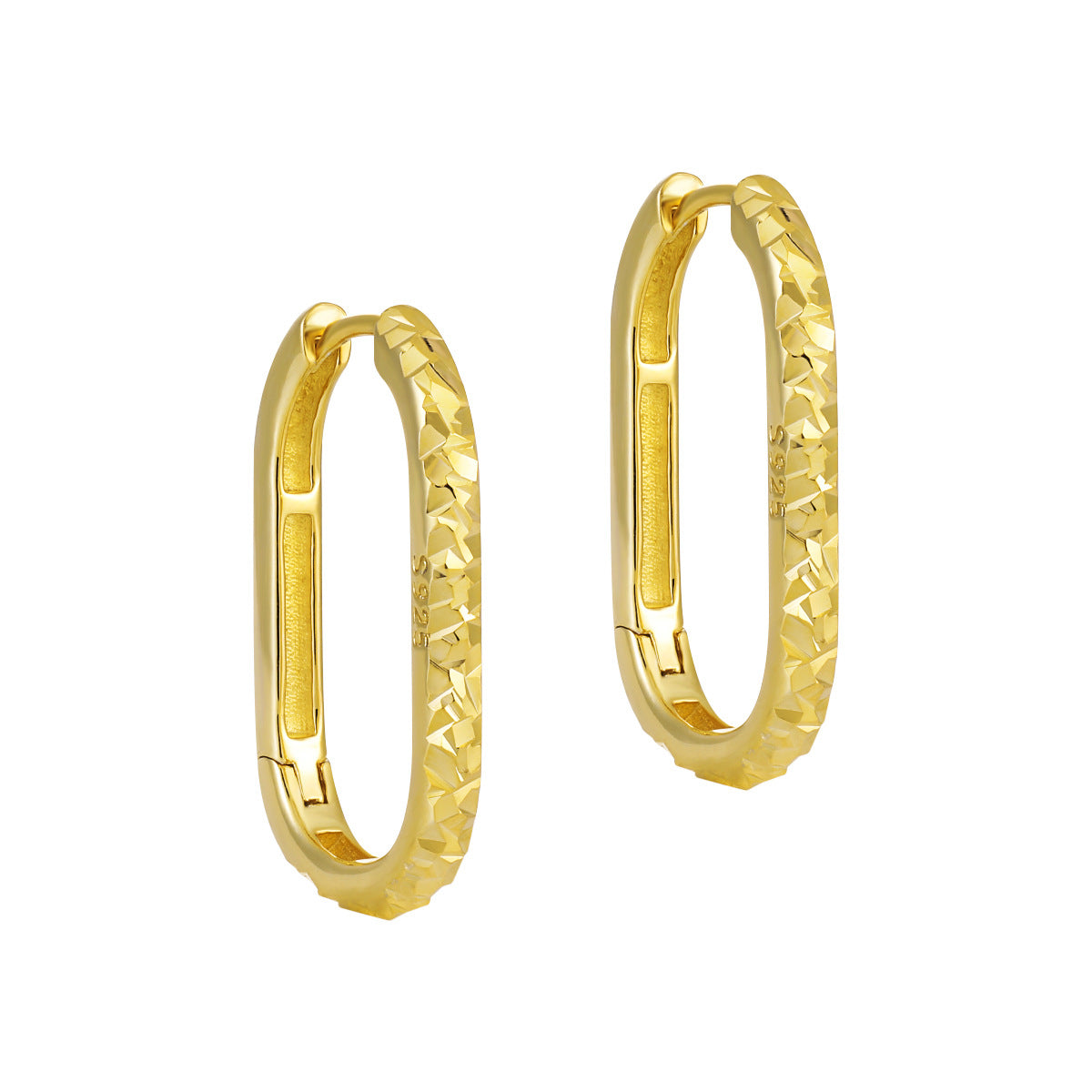 Fashion Irregular Painted U Shape 925 Sterling Silver Hoop Earrings