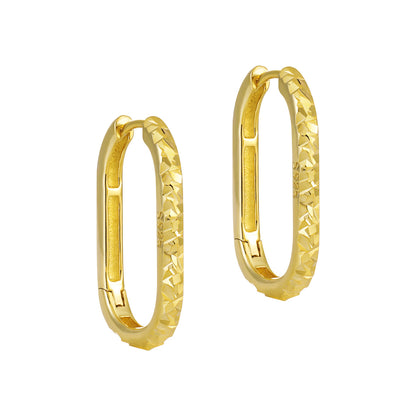 Fashion Irregular Painted U Shape 925 Sterling Silver Hoop Earrings