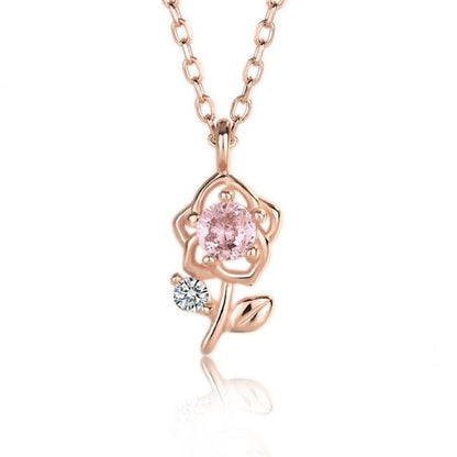 Beautiful CZ Flower 925 Sterling Silver Necklace