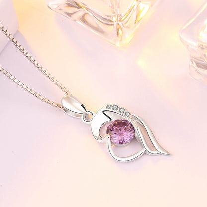 Girl CZ Hollow Heart Love 925 Sterling Silver Pendant