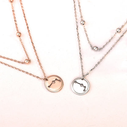 Party Double Beads Constellation Round 925 Sterling Silver Necklace