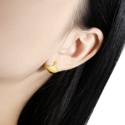 Fashion Modern Arc 925 Sterling Silver Hoop Earrings