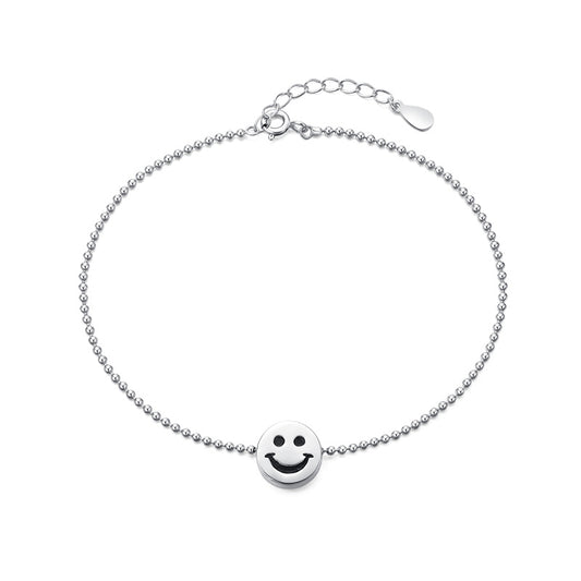 Happy Face Emoji Smile 925 Sterling Silver Foot Anklet