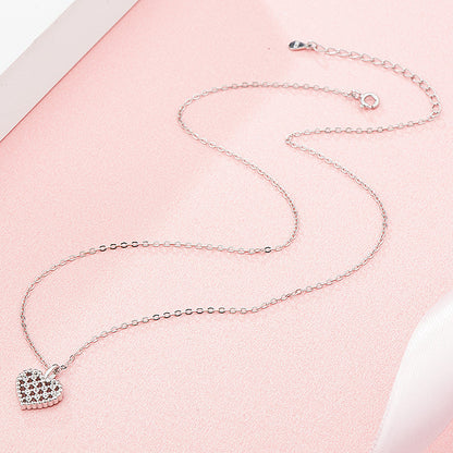 Honey Moon Hollow CZ Heart 925 Sterling Silver Necklace