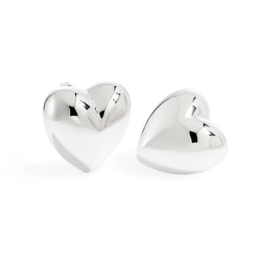 Women Romantic Jewelry Gift 925 Sterling Silver Electroforming Big Heart Star Design Honeymoon Statement Stud Earrings