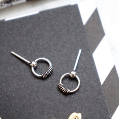 Vintage Circle Twist 925 Sterling Silver Studs Earrings