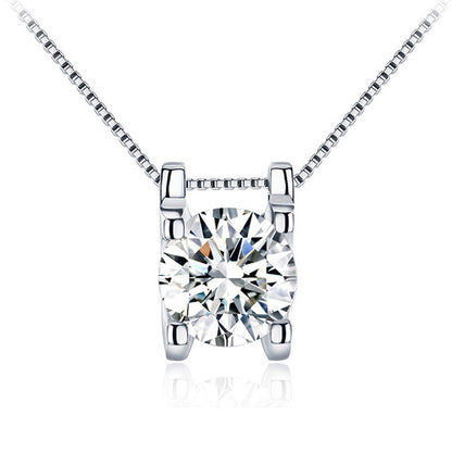 Classic Round CZ Square 925 Sterling Silver Pendant