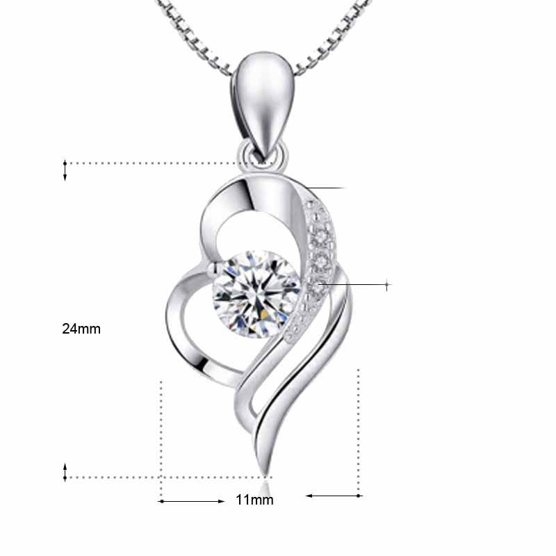 Girl CZ Hollow Heart Love 925 Sterling Silver Pendant