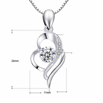 Girl CZ Hollow Heart Love 925 Sterling Silver Pendant