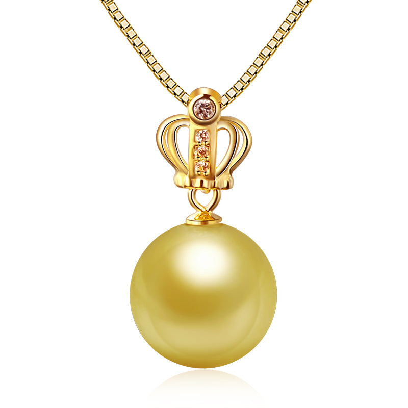 Royal Crown White/Golden Shell Pearl White/Yellow 925 Sterling Silver Pendant