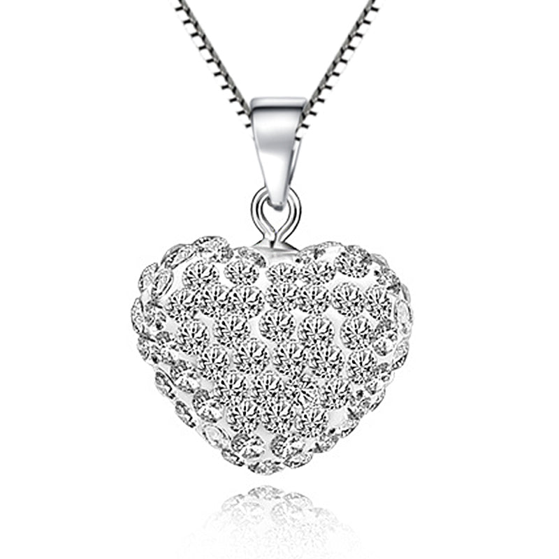 Heart White CZ 925 Sterling Silver True Love Pendant Women