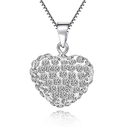 Heart White CZ 925 Sterling Silver True Love Pendant Women