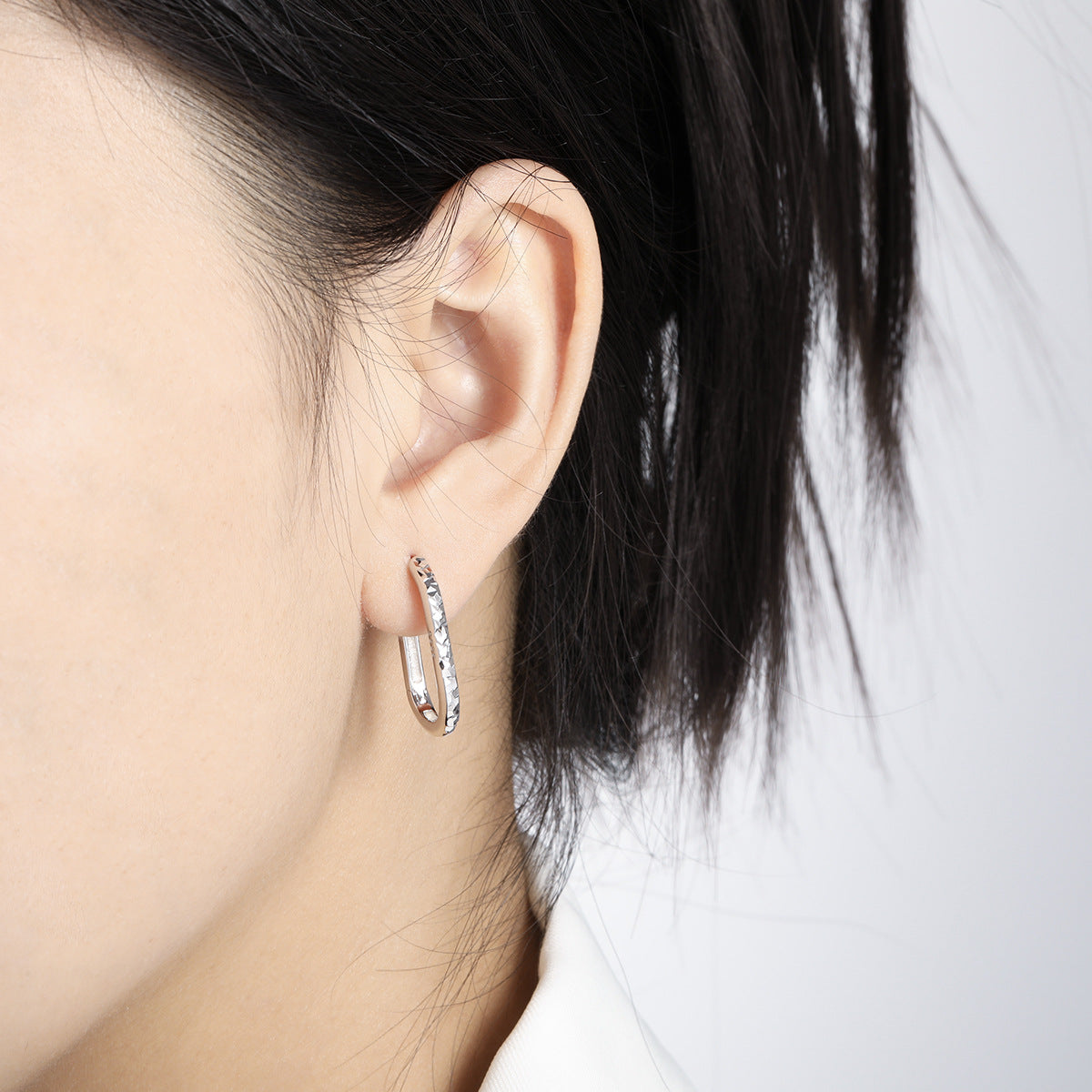 Fashion Irregular Painted U Shape 925 Sterling Silver Hoop Earrings