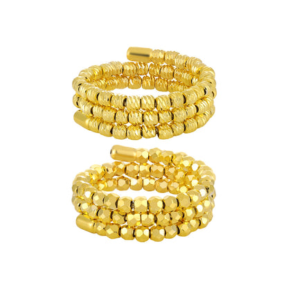 Fashion Irregular Triple Layers Rhombus Beads 925 Sterling Silver Adjustable Ring